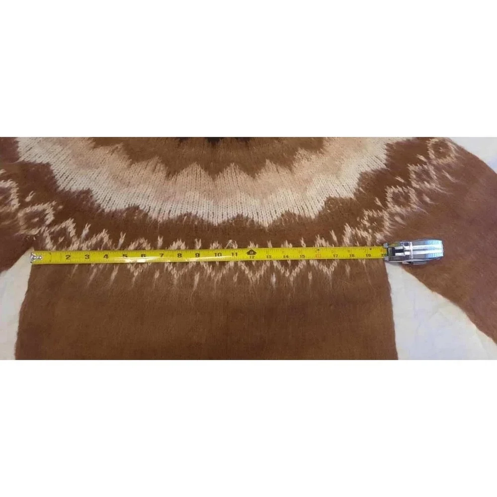 100% Llama Men's Pullover Sweater XL Bolivia‎ VTG Brown Warm Hand Made